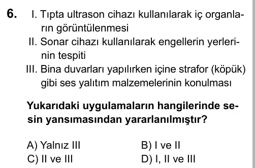 6. Sınıf Fen Bilimleri 2016 İOKBS Bursluluk Sınavı 6. Soru görseli