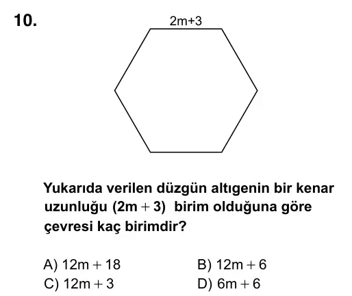 6. Sınıf Matematik 2016 İOKBS Bursluluk Sınavı 10. Soru görseli