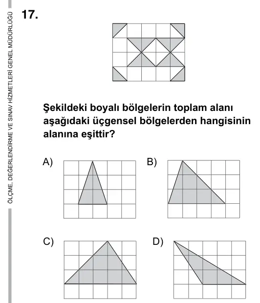 6. Sınıf Matematik 2016 İOKBS Bursluluk Sınavı 17. Soru görseli
