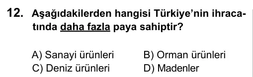 6. Sınıf Sosyal Bilgiler 2016 İOKBS Bursluluk Sınavı 12. Soru görseli