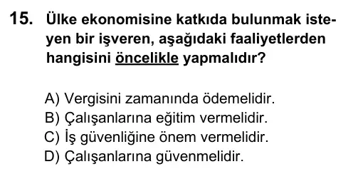 6. Sınıf Sosyal Bilgiler 2016 İOKBS Bursluluk Sınavı 15. Soru görseli