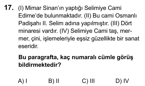 6. Sınıf Sosyal Bilgiler 2016 İOKBS Bursluluk Sınavı 17. Soru görseli