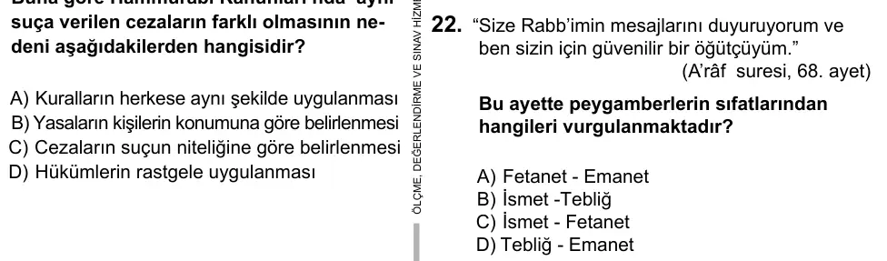 6. Sınıf Sosyal Bilgiler 2016 İOKBS Bursluluk Sınavı 22. Soru görseli