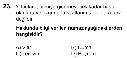 6. Sınıf Sosyal Bilgiler 2016 İOKBS Bursluluk Sınavı 23. Soru görseli