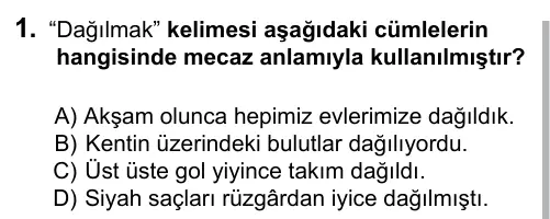 6. Sınıf Türkçe 2016 İOKBS Bursluluk Sınavı 1. Soru görseli