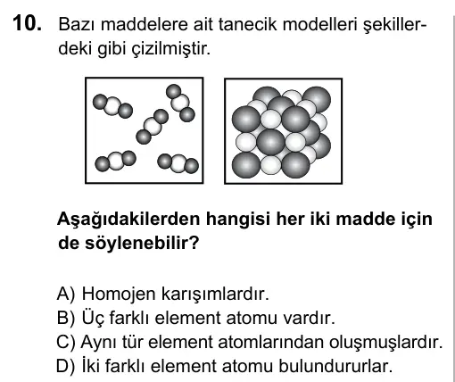 7. Sınıf Fen Bilimleri 2016 İOKBS Bursluluk Sınavı 10. Soru görseli