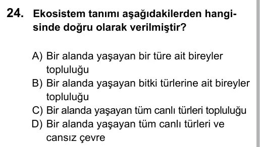 7. Sınıf Fen Bilimleri 2016 İOKBS Bursluluk Sınavı 24. Soru görseli