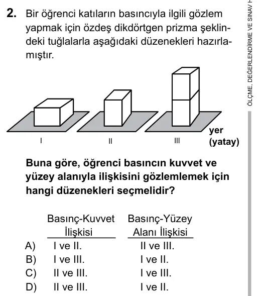 7. Sınıf Fen Bilimleri 2016 İOKBS Bursluluk Sınavı 2. Soru görseli
