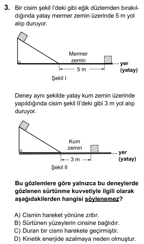 7. Sınıf Fen Bilimleri 2016 İOKBS Bursluluk Sınavı 3. Soru görseli