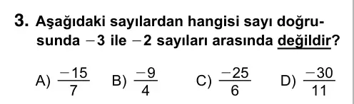 7. Sınıf Matematik 2016 İOKBS Bursluluk Sınavı 3. Soru görseli