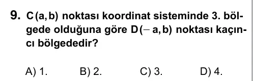 7. Sınıf Matematik 2016 İOKBS Bursluluk Sınavı 9. Soru görseli