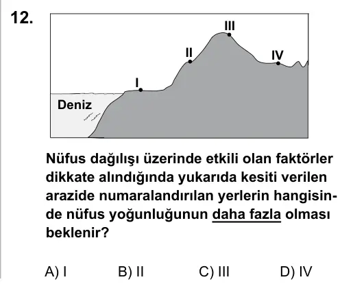 7. Sınıf Sosyal Bilgiler 2016 İOKBS Bursluluk Sınavı 12. Soru görseli