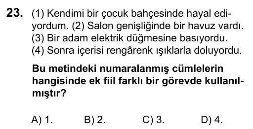 7. Sınıf Türkçe 2016 İOKBS Bursluluk Sınavı 23. Soru görseli