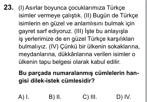 9, 10, 11. Sınıf Dil ve Anlatım 2016 İOKBS Bursluluk Sınavı 23. Soru görseli