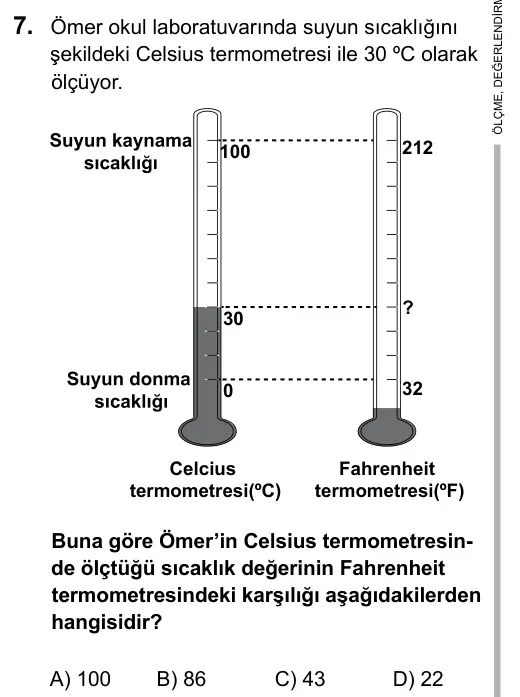 9, 10, 11. Sınıf Fen Bilimleri 2016 İOKBS Bursluluk Sınavı 7. Soru görseli