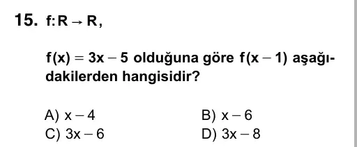 9, 10, 11. Sınıf Matematik 2016 İOKBS Bursluluk Sınavı 15. Soru görseli