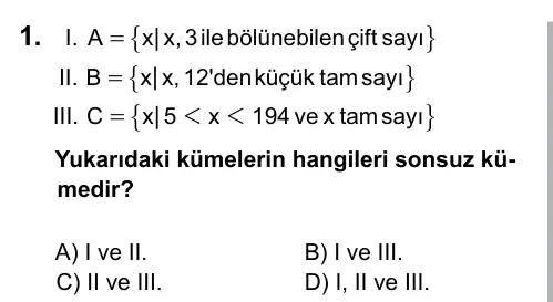 9, 10, 11. Sınıf Matematik 2016 İOKBS Bursluluk Sınavı 1. Soru görseli
