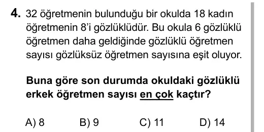 9, 10, 11. Sınıf Matematik 2016 İOKBS Bursluluk Sınavı 4. Soru görseli