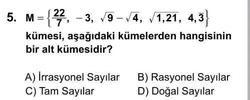 9, 10, 11. Sınıf Matematik 2016 İOKBS Bursluluk Sınavı 5. Soru görseli