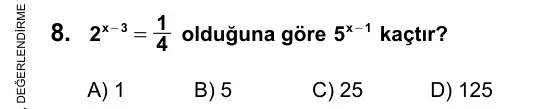 9, 10, 11. Sınıf Matematik 2016 İOKBS Bursluluk Sınavı 8. Soru görseli