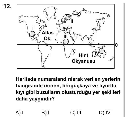 9, 10, 11. Sınıf Sosyal Bilgiler 2016 İOKBS Bursluluk Sınavı 12. Soru görseli