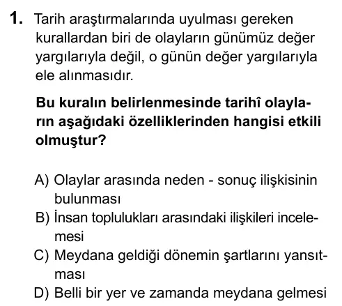 9, 10, 11. Sınıf Sosyal Bilgiler 2016 İOKBS Bursluluk Sınavı 1. Soru görseli