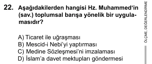 9, 10, 11. Sınıf Sosyal Bilgiler 2016 İOKBS Bursluluk Sınavı 22. Soru görseli