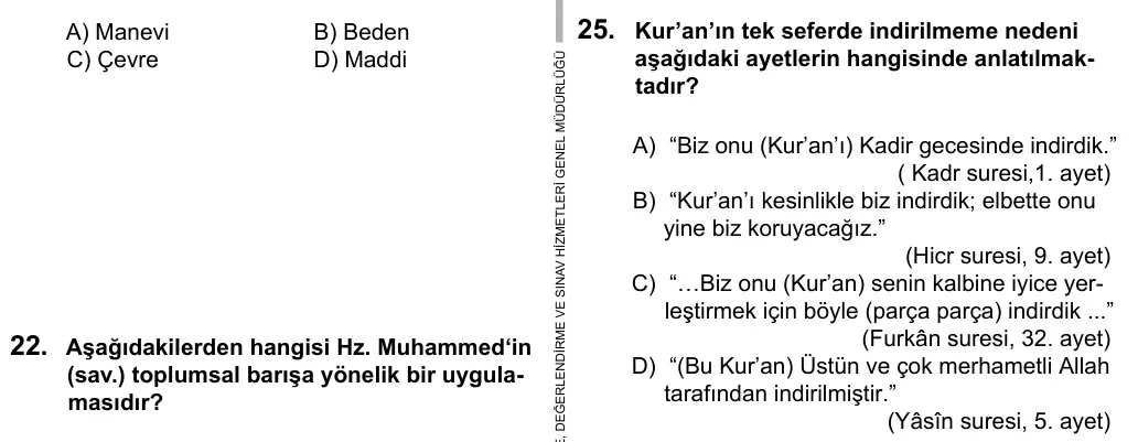 9, 10, 11. Sınıf Sosyal Bilgiler 2016 İOKBS Bursluluk Sınavı 25. Soru görseli (1/3)