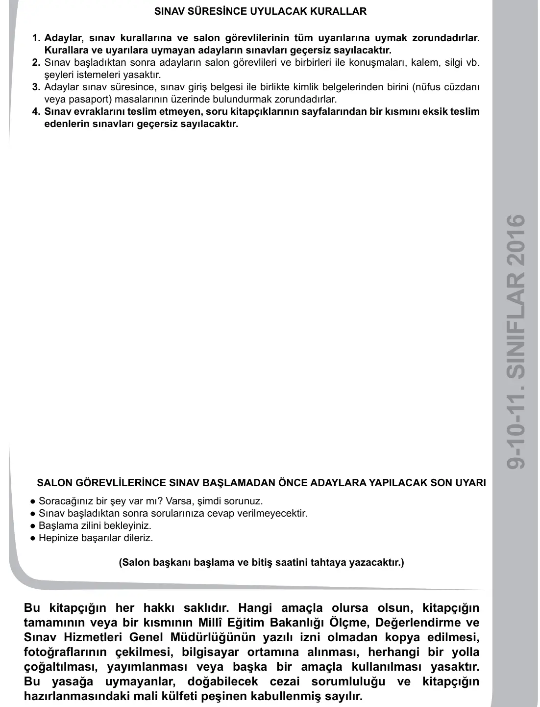 9, 10, 11. Sınıf Sosyal Bilgiler 2016 İOKBS Bursluluk Sınavı 25. Soru görseli (3/3)