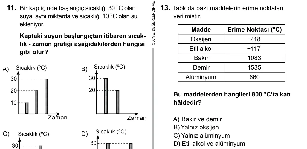 5. Sınıf Fen Bilimleri 2017 İOKBS Bursluluk Sınavı 13. Soru görseli