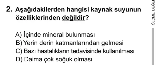 5. Sınıf Fen Bilimleri 2017 İOKBS Bursluluk Sınavı 2. Soru görseli