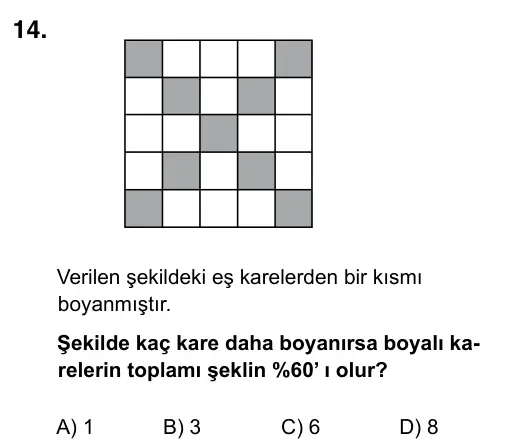 5. Sınıf Matematik 2017 İOKBS Bursluluk Sınavı 14. Soru görseli