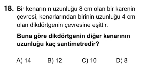 5. Sınıf Matematik 2017 İOKBS Bursluluk Sınavı 18. Soru görseli