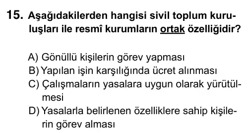 5. Sınıf Sosyal Bilgiler 2017 İOKBS Bursluluk Sınavı 15. Soru görseli