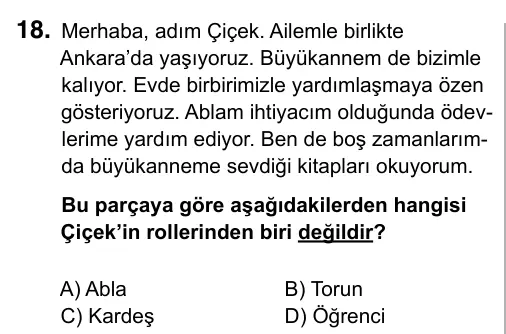 5. Sınıf Sosyal Bilgiler 2017 İOKBS Bursluluk Sınavı 18. Soru görseli