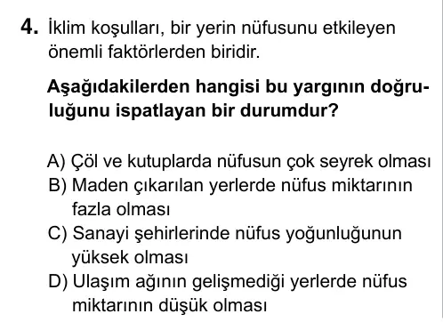 5. Sınıf Sosyal Bilgiler 2017 İOKBS Bursluluk Sınavı 4. Soru görseli