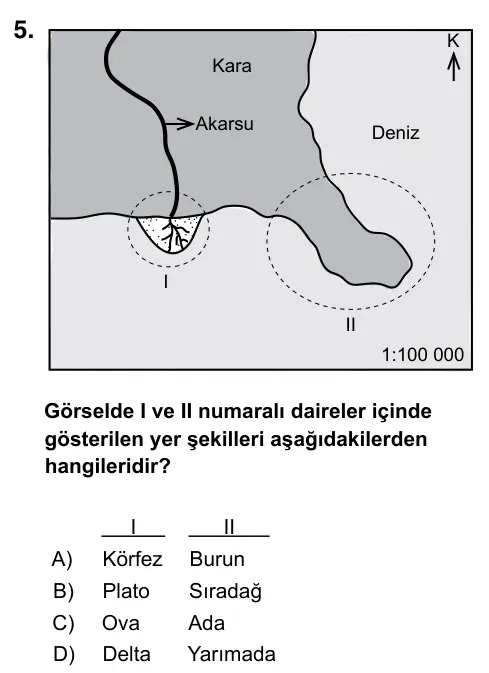 5. Sınıf Sosyal Bilgiler 2017 İOKBS Bursluluk Sınavı 5. Soru görseli