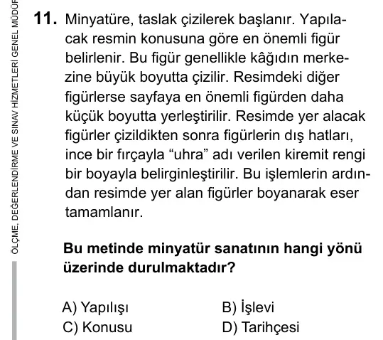 5. Sınıf Türkçe 2017 İOKBS Bursluluk Sınavı 11. Soru görseli
