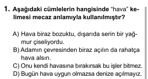 5. Sınıf Türkçe 2017 İOKBS Bursluluk Sınavı 1. Soru görseli