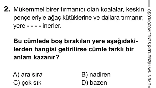 5. Sınıf Türkçe 2017 İOKBS Bursluluk Sınavı 2. Soru görseli