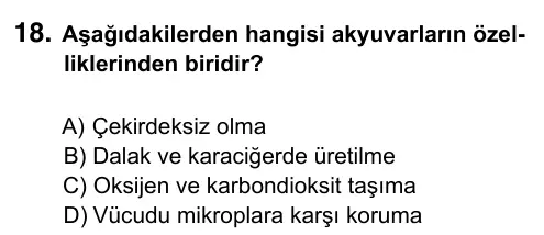 6. Sınıf Fen Bilimleri 2017 İOKBS Bursluluk Sınavı 18. Soru görseli