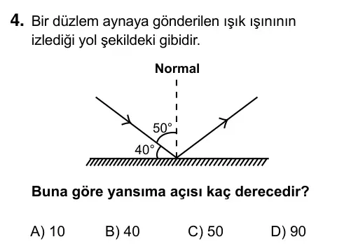 6. Sınıf Fen Bilimleri 2017 İOKBS Bursluluk Sınavı 4. Soru görseli