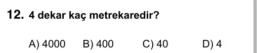 6. Sınıf Matematik 2017 İOKBS Bursluluk Sınavı 12. Soru görseli