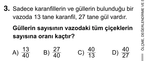6. Sınıf Matematik 2017 İOKBS Bursluluk Sınavı 3. Soru görseli