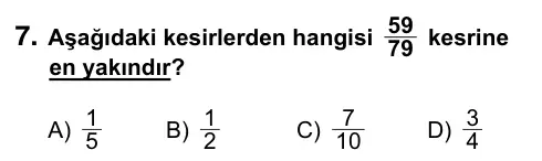 6. Sınıf Matematik 2017 İOKBS Bursluluk Sınavı 7. Soru görseli