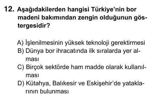 6. Sınıf Sosyal Bilgiler 2017 İOKBS Bursluluk Sınavı 12. Soru görseli