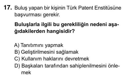 6. Sınıf Sosyal Bilgiler 2017 İOKBS Bursluluk Sınavı 17. Soru görseli