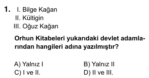 6. Sınıf Sosyal Bilgiler 2017 İOKBS Bursluluk Sınavı 1. Soru görseli