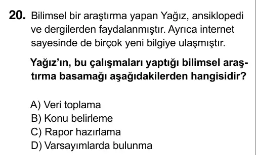 6. Sınıf Sosyal Bilgiler 2017 İOKBS Bursluluk Sınavı 20. Soru görseli (1/2)