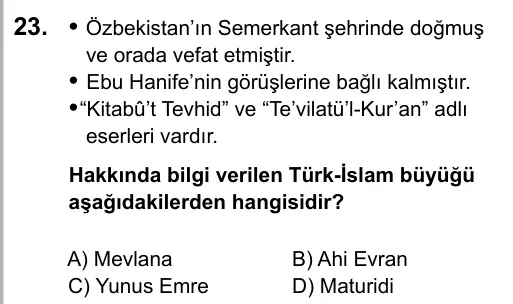 6. Sınıf Sosyal Bilgiler 2017 İOKBS Bursluluk Sınavı 23. Soru görseli